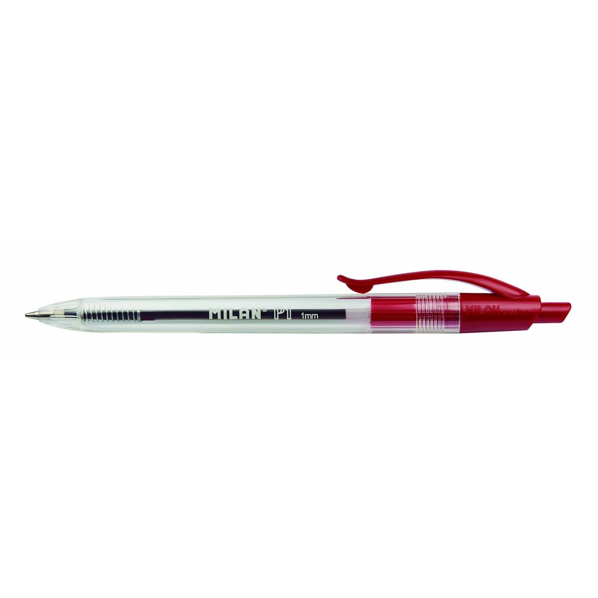 Milan 17653225 Box of 25 Ball Point Pens P1 Push Button, Red
