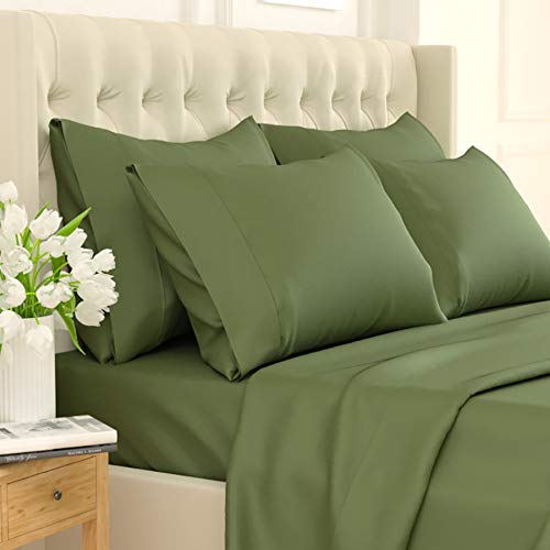 Cosy House Collection Luxury Bamboo King Size Pillow Cases Sage Green
