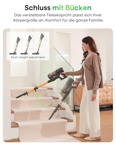 FAMIVAC FV2 Staubsauger mit Kabel, 65Kpa/600W Staubsauger Beutellos mit Matratzenbürste, 1,3KG Leichtgewicht, 7M Kabel, 60dB Leise, 1,5L, Selbststehend, Anti-Tangle-Bürste für Teppich/Boden/Tierhaare