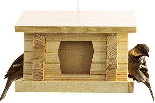 Wild Bird Feeder With 4 Feeding Ports Weatherproof Durable and Easy to Refill Wooden Bird Feeder