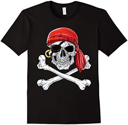 Mens Jolly Roger Skull & Crossbones T-shirt Pirate Flag Shirts XL Black