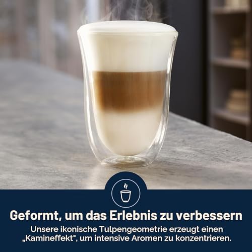 Gläser Set DLSC312, 2 doppelwandige Thermogläser mit Isolierfunktion für kalte und warme Getränke, widerstandsfähiges Borosilikatglas, Spülmaschinenfest, Fassungsvermögen 330 ml , 2 Stück