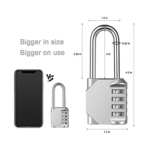 Disecu 2.2 Inch Long Shackle Combination Lock 4 Digit Outdoor
