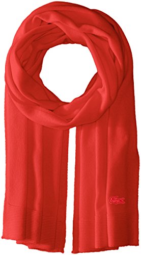 Lacoste Women's solid Fine Jersey Cashmere Scarf, Regal Red, One Size