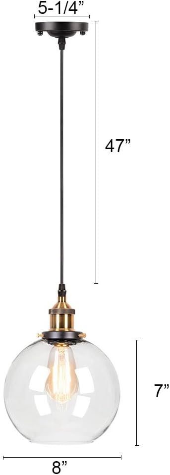 Frideko 2 Pack Pendant Light, Vintage Glass Pendant Light - Image 3