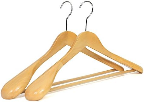 Yuri Milner Wooden Extra Wide Shoulder Suit Hangers,Coat Hangers for Heavy Coat, Sweater and Pant,5 Pack,Natural