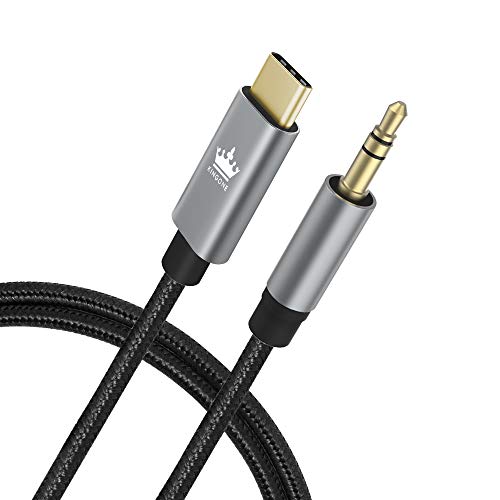 USB C to 3.5mm Cable, Kingone Briaided USB C to Aux Cable Compatible for Pixel 2/2XL/3/3XL, iPad Pro 2018, Moto Z2, Essential Ph-1 and More Type C Device
