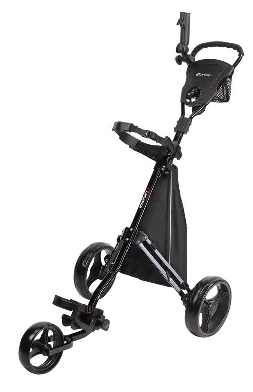 Photo 1 of Precise Cruiser 3-Wheel Golf Push Cart with Stabilizer Rods, Ergonomic Handle & Step-On Brake | Golf Bag Cart with Detachable Storage Bag, Scorecard Holder, Lightweight Foldable Frame