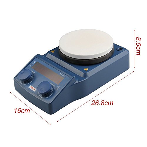 5 Inch Hot Plate Magnetic Stirrer, Ceramic Coated Plate, 50-1500 RPM, RT-280°C, 110 V, LED Digital Display