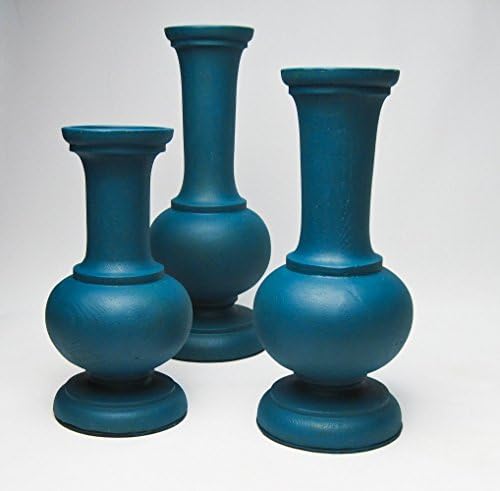 Pillar Holders Set of Three Mid Century Modern Painted in Teal