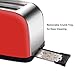 LATITOP Red 2-Slice Toaster Brushed Stainless Steel with Extra Wide Slot for Small &Large Bread Slices, Removable Crumb Tray, Led Indicator, Auto Shut-off, 7 Shade Setting, High Lift Lever (Red)