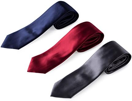 Set of 3 Classic Elegant Fashion Business 3.3 inch Neck Ties (Grey/Blue/Wine) One Size 