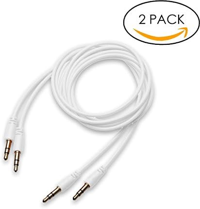2x 3.5mm Stereo Audio Cable (3 Feet) Dual Shielding Male to Male AUX Cable for Car Stereos, Smartphones, iPhone, Tablets, PC, Media Players and More (White)