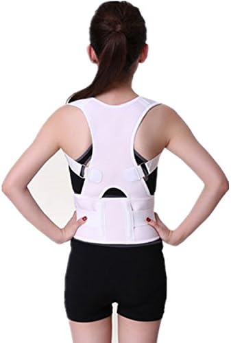 Compression Adjustable Posture Corrector Waist Trainer Workout Brace Upper Back Support Lumbar Brace Shoulder Band Belt Size L White