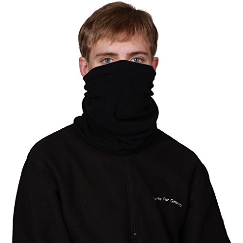 Turtle Fur Micro Fur Stretch Turtle Tube Long Neckwarmer, Black