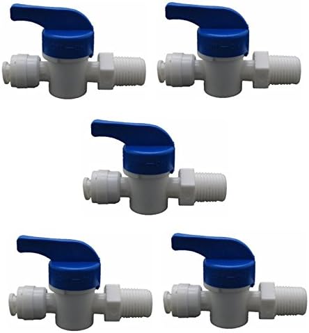 OD Tube Ball Valve Quick Connect Fitting 1/4" RO Water System Pack of 5