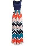 Sherosa Women's Casual Sleeveless Elastic Striped Maxi Cocktail Party Dress (S, Navy Blue)