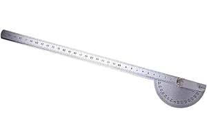 GAROZATION Simple Stainless Steel Rotary Protractor Ruler 30cm Swing Arm Goniometer for Technical Drawing