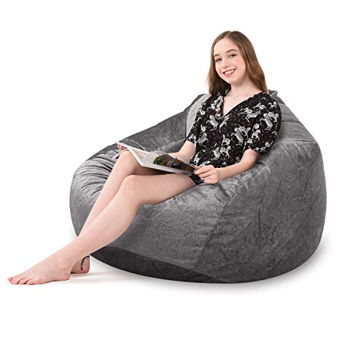 MFTEK Bean Bag Chair Cover Only, Large Washable Memory Foam Furniture Bean Bag with Wash Bag, Without Bean Filling, 43.3â€™â€™Ã—43.3â€™â€™Ã—47.2â€™â€™ (Gray)