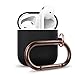 elago Silicone Case with Keychain Compatible with Apple AirPods Case 1 & 2, Front LED Visible, Supports Wireless Charging, Protective Silicone [Black]
