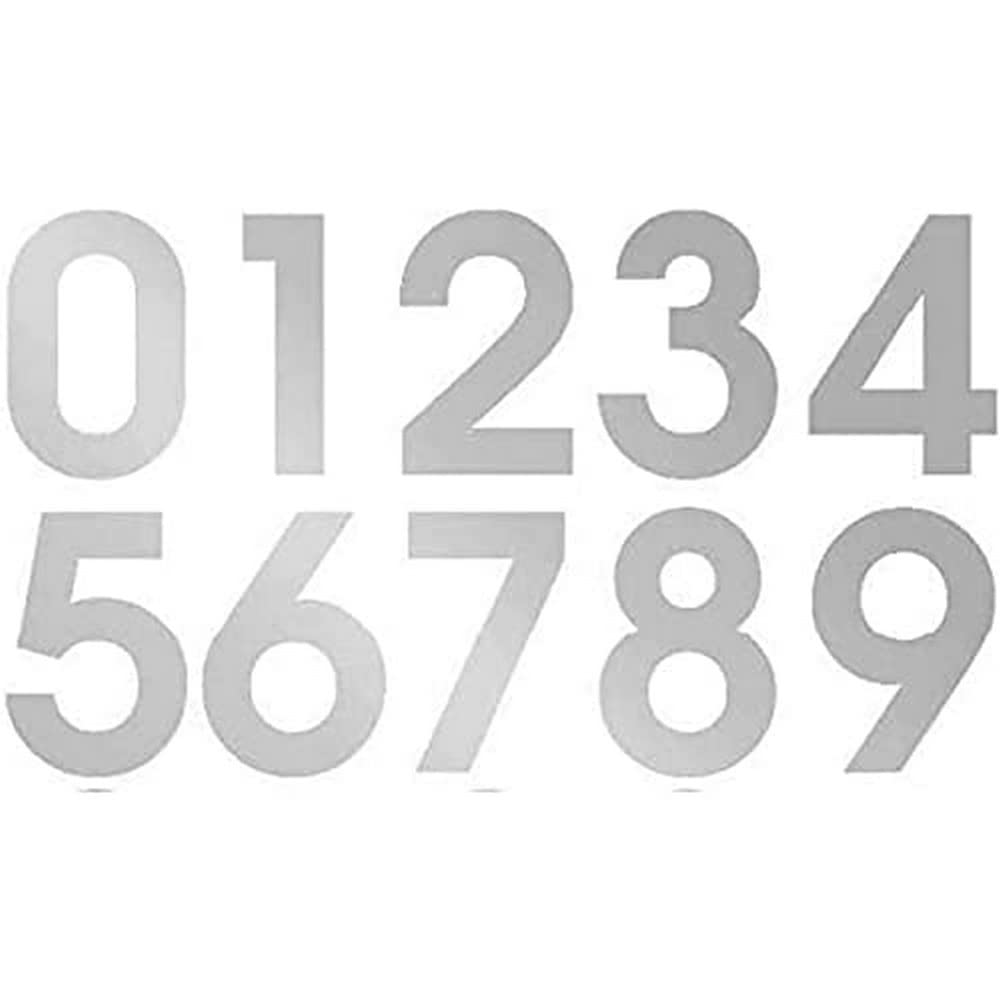 4 x Set of Silver 0-9 Numbers - Removable Self Adhesive Waterproof Durable Vinyl Stickers - Digitally Cut to the sticker Shape - size 20mm