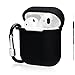 The OAKS Improved Airpods Case Protective Cover Skin with Lockable Carabiner and Airpods Strap Compatible with Airpods Charger Case (5 Colours Available) (Black)