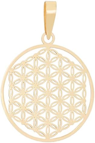 Flower of Life Pendant, 14K Solid Yellow Gold