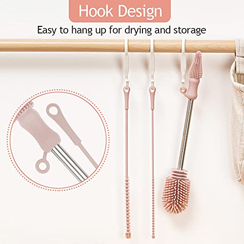 haakaa Silicone Cleaning Brush Kit Blush Scrub Brush for Breast