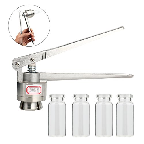 YaeTek 20mm Vial Manual Crimper Hand Sealing Machine W/100 PCS of Vials + Stoppers + Caps, Crimper M - coolthings.us