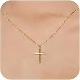 Sodaray Layered Cross Necklace for Women, 18K Gold/Silver Cross Choker Necklace Tiny Sideway Dainty Cross Necklaces Trendy Jewelry Gifts for Women