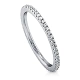 BERRICLE Sterling Silver 0.26 ct.tw Round Cubic Zirconia CZ Wedding Anniversary Eternity Band Ring