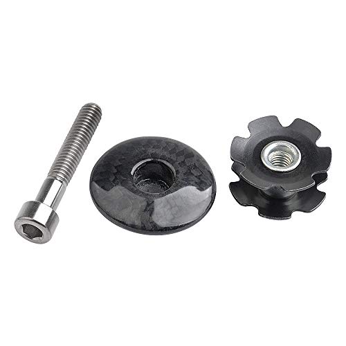 Yaruijia Bicycle Headset Carbon Fiber Top Cap Star Nut Titanium Bolt for Fork 1-1/8 Inch(Glossy,Titanium)