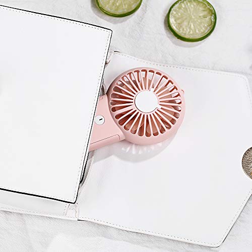 Aluan Handheld Fan Mini Portable Fan Powerful Small Personal Fans Speed Adjustable Rechargeable Battery Operated Eyelash Fan for Kids Woman Man Indoor Outdoor Travel Cooling with Lanyard, Pink - Thumbnail 2