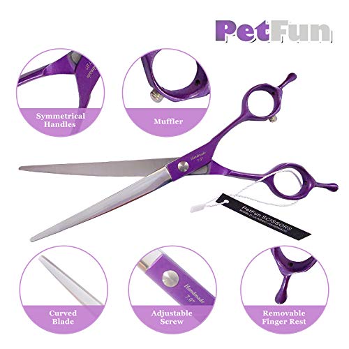 PetFun Dog Grooming Scissors, Pet Grooming Scissors Reversible Curved