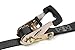 Powertye 1in x 15ft Rubber Handle Yellow-Zinc Ratchet Straps with 4in S-Hooks - 500 lb. Working Load Limit / 1,500 lb. Breaking Strength - Made in USA - Black (4-Pack)