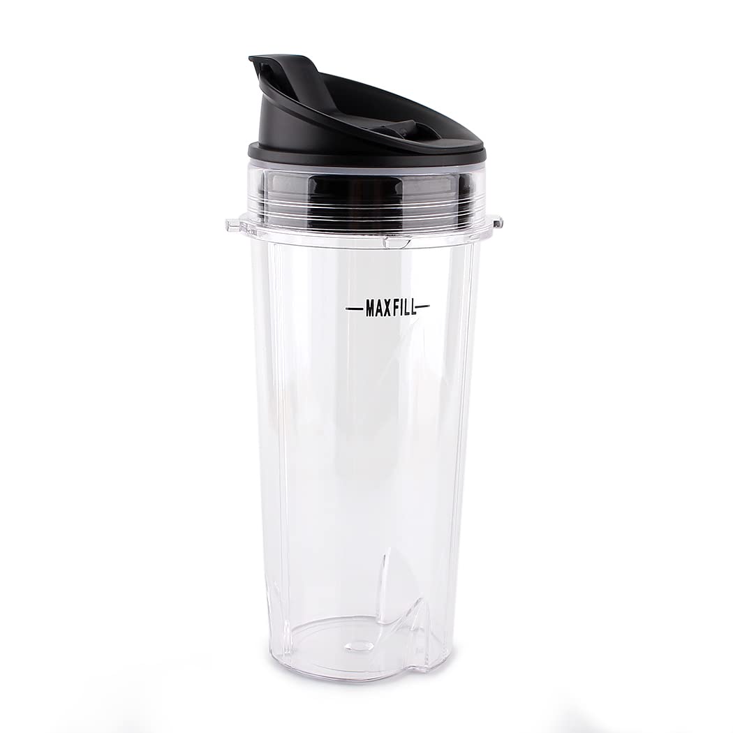 Anbige Replacement Parts for Ninja Blender, 16oz Cup with Lid Compatible with Ninja BL770 BL660 BL810 QB3000 All Pro 4 Tab Blenders (2 cups + 2 sip&seal lids)