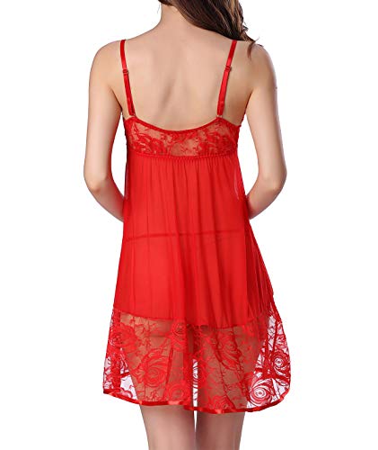 FEOYA Dessous Set Lingerie Kleid Damen Nachtwäsche Spitze Nachthemd Babydoll Nachtkleid Frauen Wäsche – Bild 3