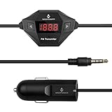 FM Transmitter, Woopower Wireless Radio Adapter Car Kit with USB Car Charger for Any Smart Phones with 3.5mm Audio Plug