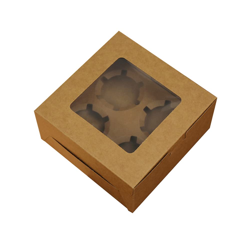 Cupcake Boxes, 20 Pack Bakery Cupcake Containers, Cookies Container For Muffins, with Observation Window And Removable Inner Support, for Cookies, Cupcakes, Pastry Packaging, Muffins (4 Hole)