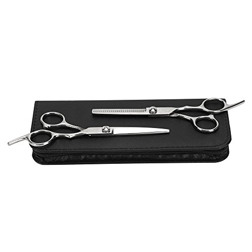 Hair Cutting Scissors/Shears and Barber Thinning/Salon Razor Edge Tools Set/Mustache Scissors with Fine Adjustment Screw Japanese Stainless Steel Kit-by Drift (Sliver-01)
