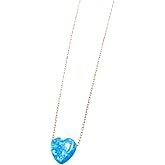 Blue Opal Heart Charm Necklace, Rose Gold Chain, Thoughtful Gift for Lovers, Handcrafted Fine Jewelry