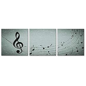 3 Panel Canvas Wall Art Music Note Pictures Home Wall Decorations for Bedroom Living Room Paintings Canvas Prints Framed - 12"x12"x3 Panels