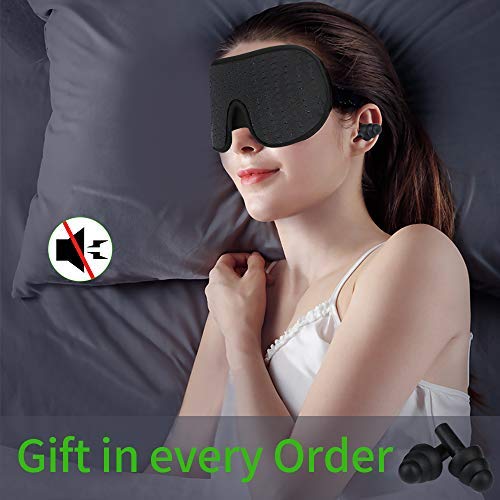 Sleep Mask for Women Men, Eye mask for Sleeping 3D Contoured Cup Blindfold with Breathable Memory Foam,100% Block Out Light,Soft Comfort Eye Shade Cover for Yoga Meditation (3D Black)