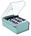 Acrimet 3 x 5 Card File Holder Organizer Metal Base Heavy Duty (AZ Index Cards and Divider Included) (Green Color with Crystal Plastic Lid Cover)