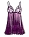 Buauty Womens Exotic Lingerie Teddy Embroidery and Sheer Net Babydoll, Purple, XXXX-Large