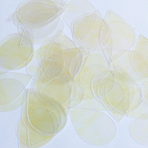 Sequin Tear Drop 1.5 inch Pale Yellow Crystal Pale Yellow Crystal Luminescent Couture Paillettes. Made in USA. For embroidery, costume, embellishment