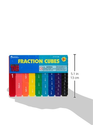 Learning Resources Fraction Tower Fraction Cubes, 51 Pieces
