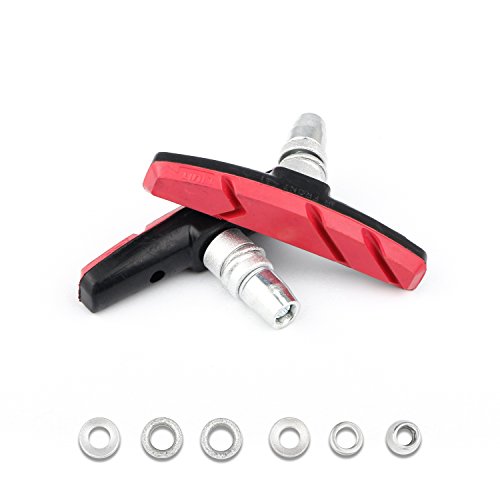 WBCBEC Bike Brake Pads Set, 3 Pairs Road Mountain Bicycle V-Brake Blocks Shoes with Hex Nut and Shims - Thumbnail 2