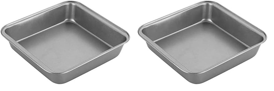 Chef Aid 20cm Non-Stick Square Cake Tin, Carbon Steel Cake pan with Even Heat Distribution, Ideal for All Cake Styles and Perfect for Traditional Tray Bakes of Lasagne or Shepherd’s Pie (Pack of 2)