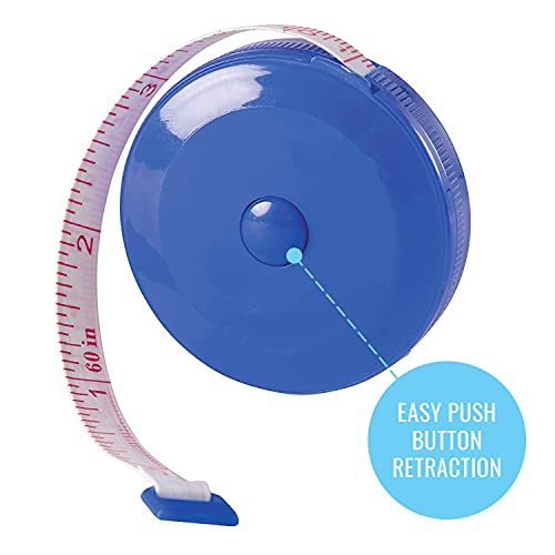 MABIS Retractable Tape Measure, Compact Flexible Measuring Tape, Body Tape Measure, 60 Inches